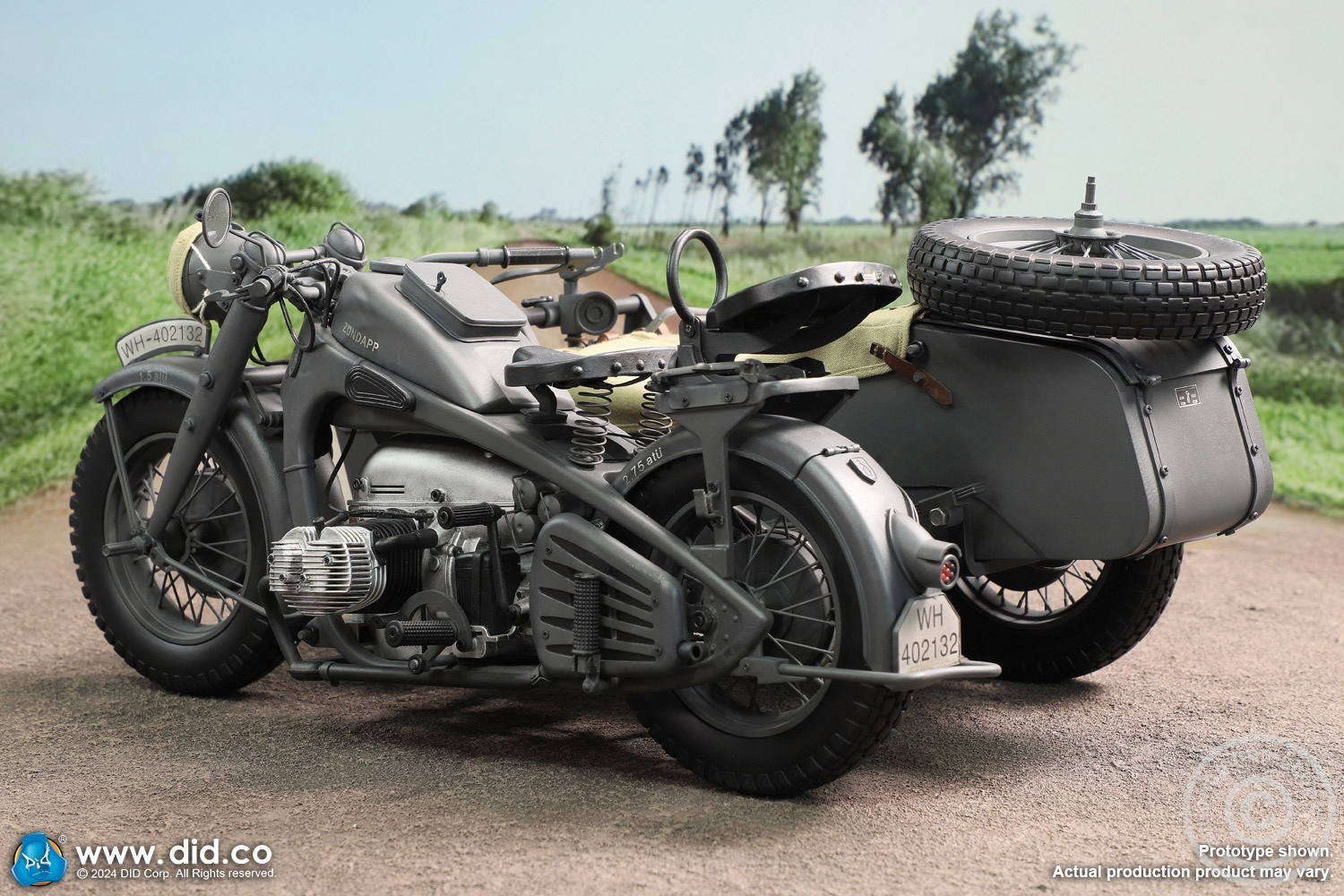 German Zündapp KS 750 Motorcycle with sidecar (Grey) - in 1/6 scale