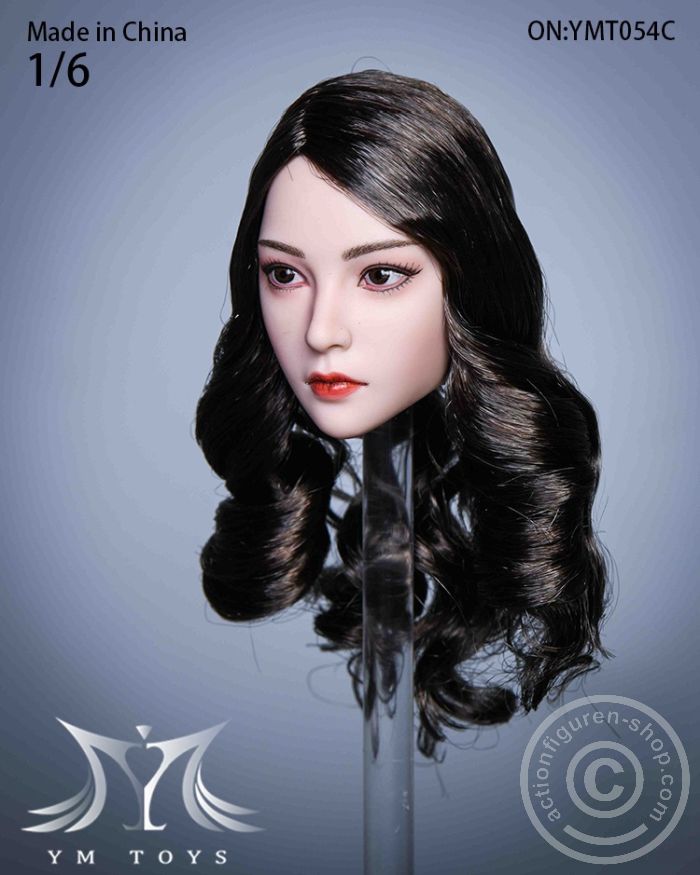YMT-54C-02 Female Head - Akiko - dark-brown curly Hair