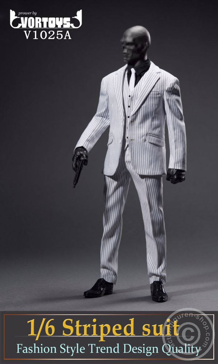 Men Striped Suit Set - white/grey