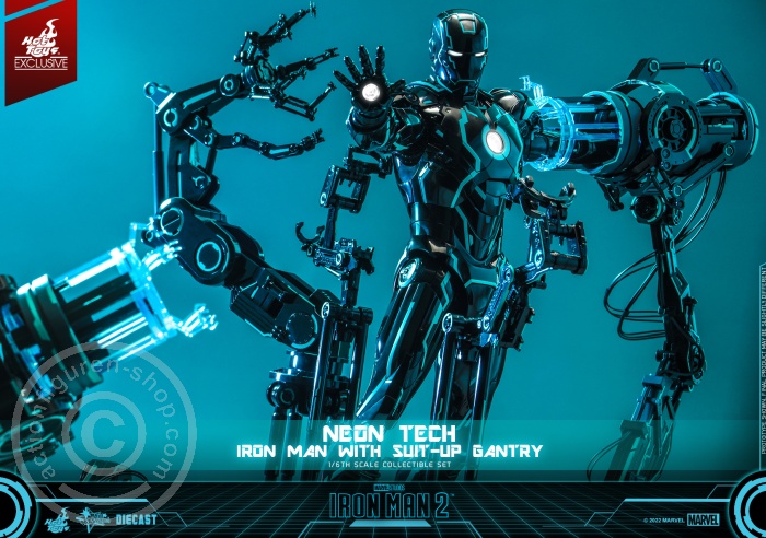 Iron Man 2 - Neon Tech Iron Man with Suit – Up Gantry Hot Toys Exclusive - MMS672D50 Iron Man 2 - Neon Tech Iron Man with Suit – Up Gantry Hot Toys Exclusive - MMS672D50