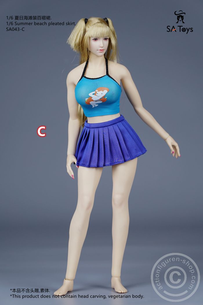 Summer Beach Top & Pleated Skirt - C