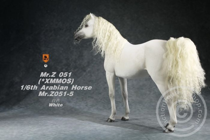 MRZ051-05-04 Arabian Horse w/ full European Harness - white