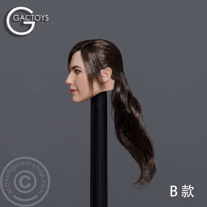 Female Head - Gal - long dark-brown ponytail Hair