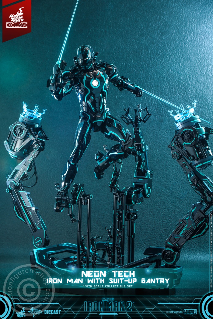 Iron Man 2 - Neon Tech Iron Man with Suit – Up Gantry Hot Toys Exclusive - MMS672D50 Iron Man 2 - Neon Tech Iron Man with Suit – Up Gantry Hot Toys Exclusive - MMS672D50