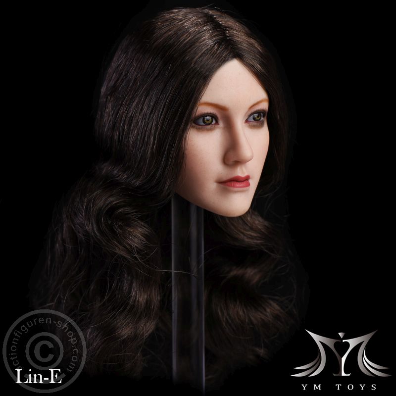 Asian Female Head - long dark-brown Hair