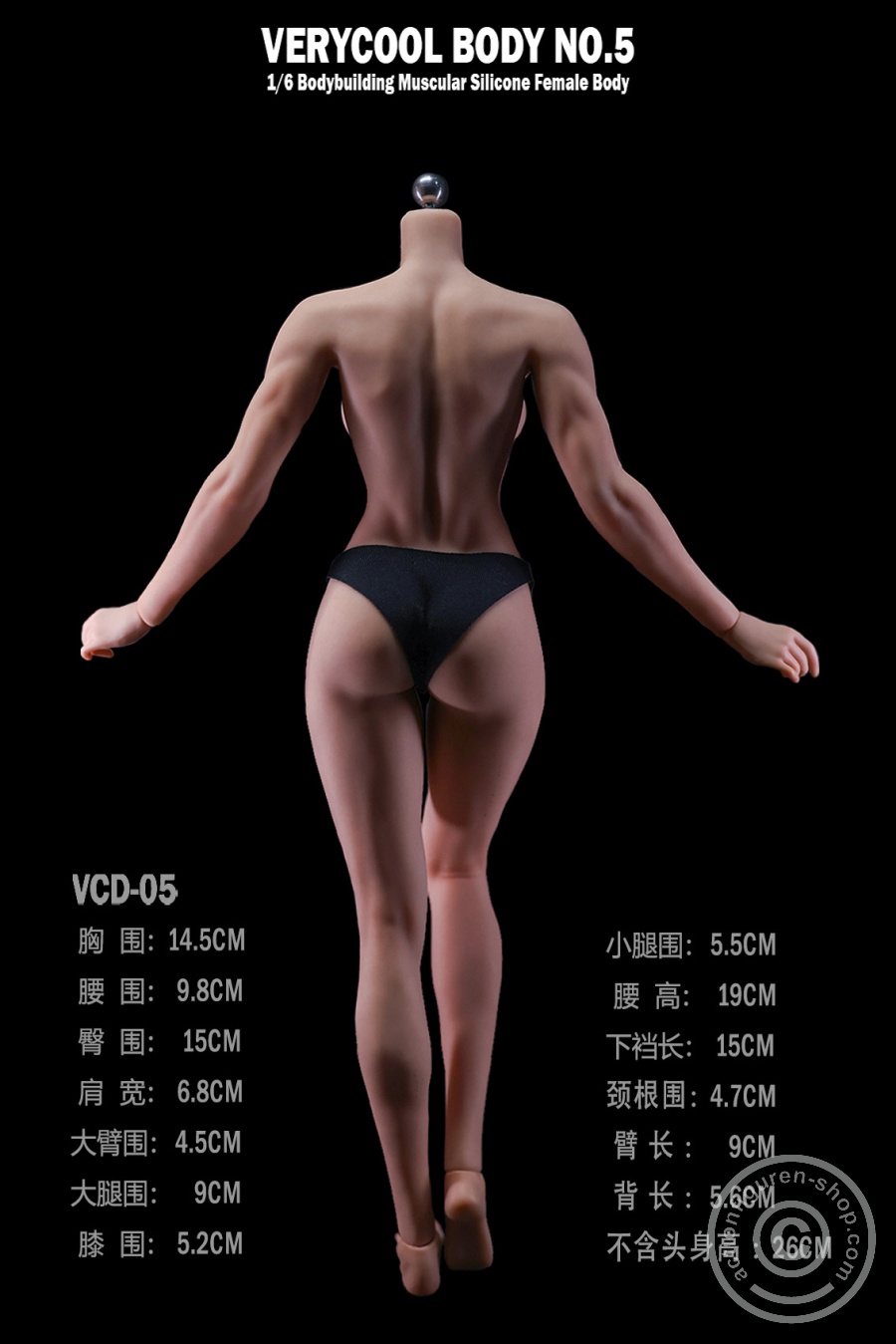 Silicone Female Body with a Bodybuilding Muscular Physique - in 1/6 scale