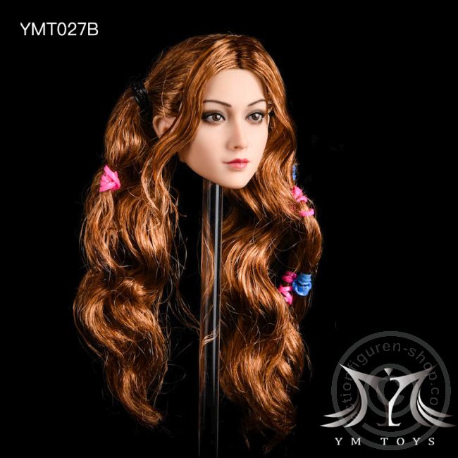 Kopf - brown long curly Hair w/ Braids