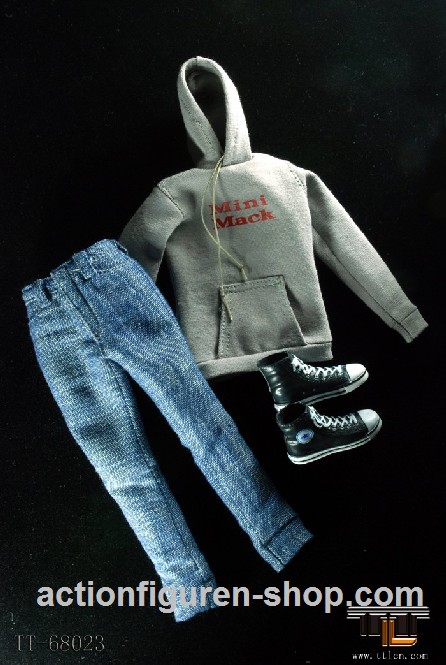 Grey Female Hoodie mit Hose & Schuhen