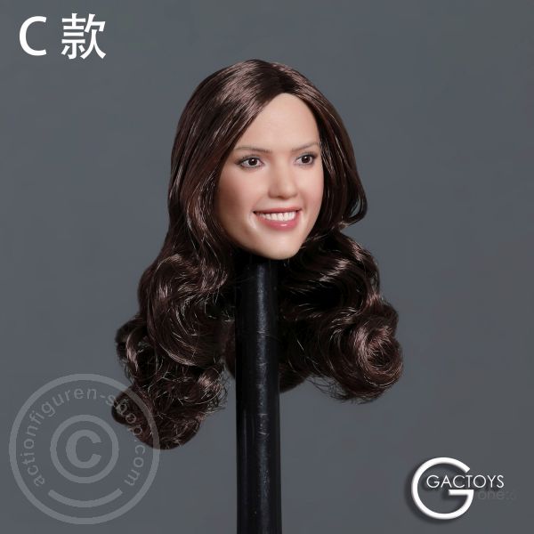 Female Head long curly brown Hair