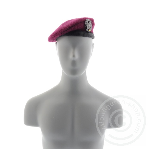 AFSb04-01 Barett - FJ - Bundeswehr - wein-rot mit Abzeichen