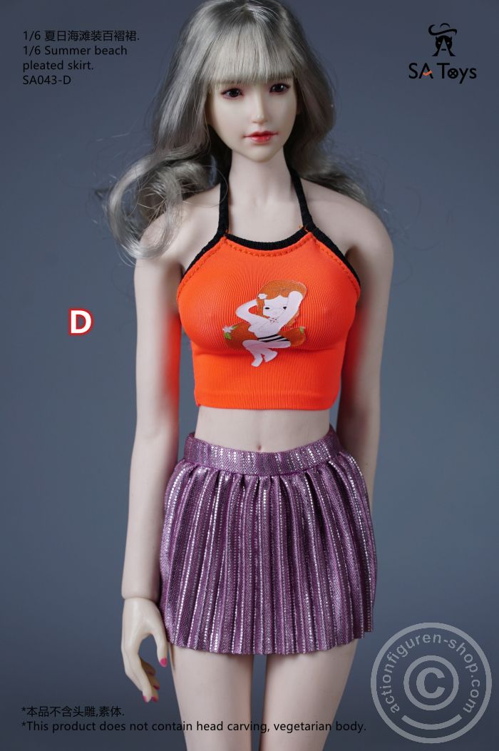 Summer Beach Top & Pleated Skirt - D