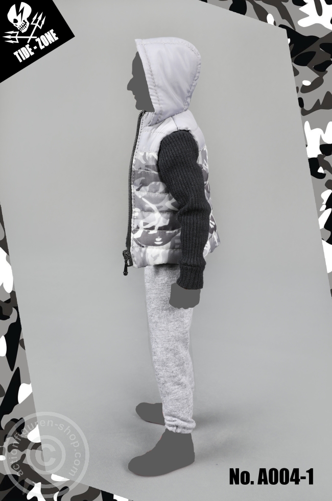 Camouflage Cotton Vest Suit - grey
