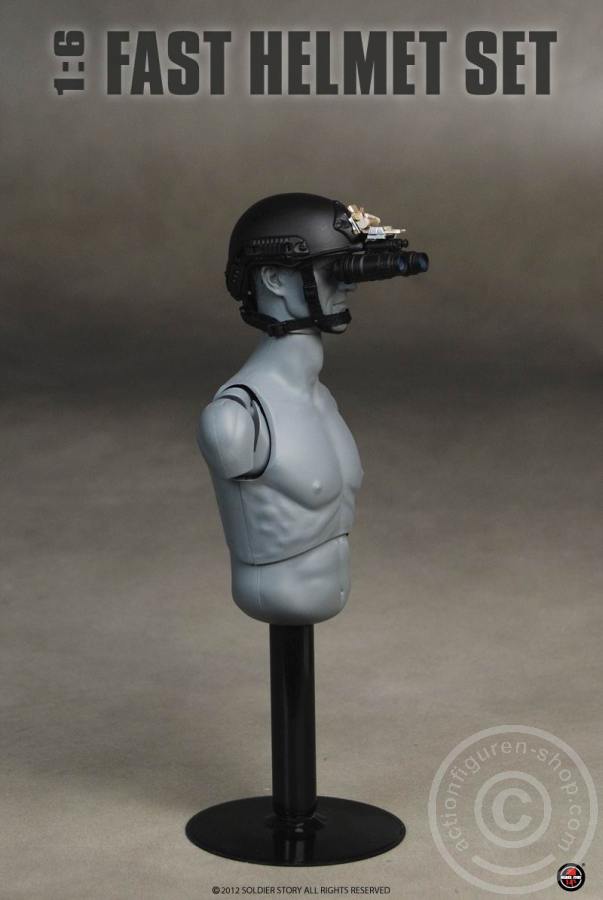 SSt058-3-10 FAST Helmet, High Cut (XP) Helmet w/ Skeleton shroud - Black