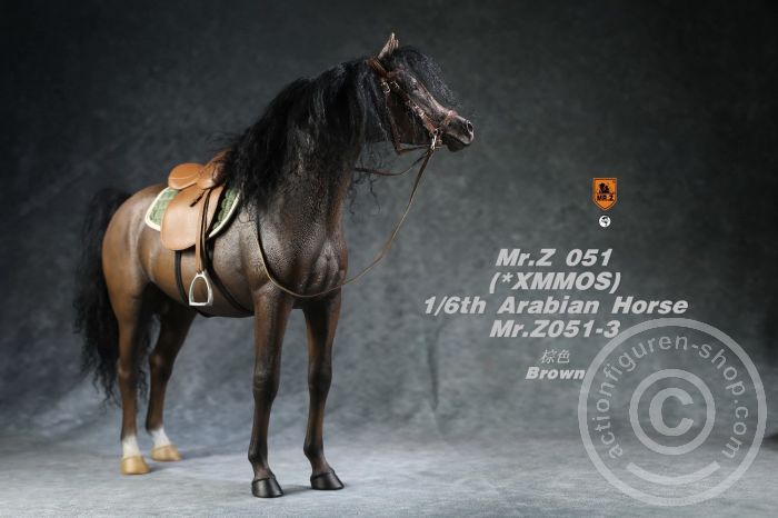 MRZ051-03-05 Arabian Horse w/ full European Harness - dark-brown