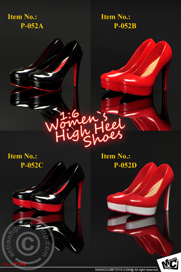 Woman High Heels Shoes - rot/weiß