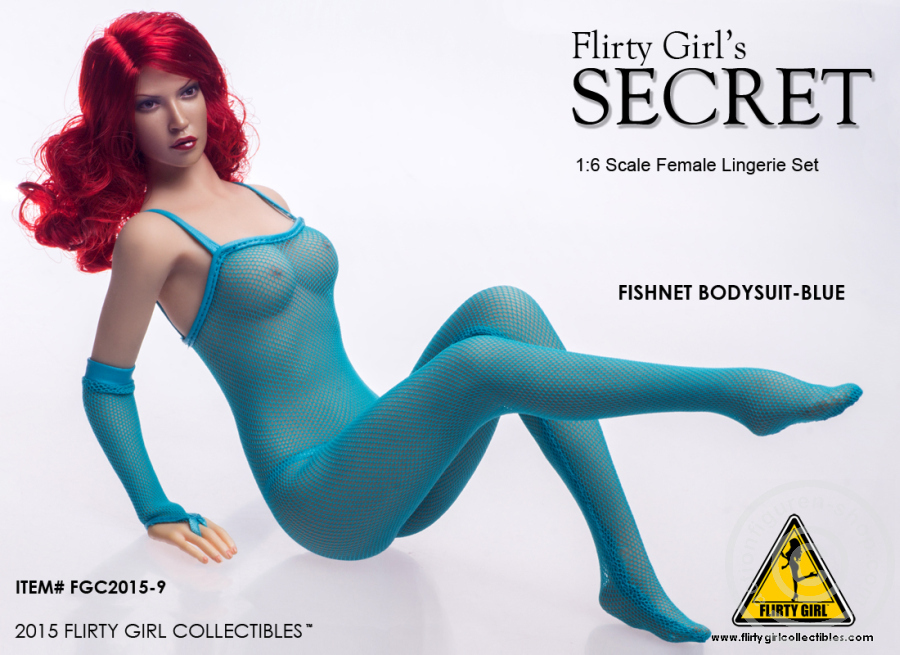 Fishnet Bodysuit Set - blau