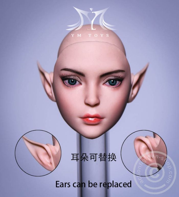 Elf 2.0 Head - dark-brown Hair - 2 pairs of ears