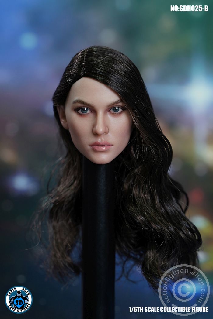 Female Head - curly long dark-brown Hair