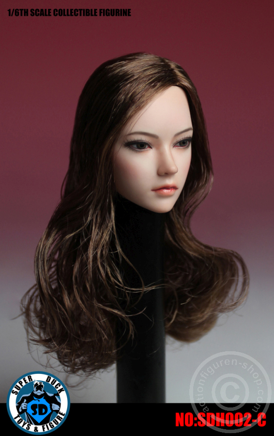 Female Head - brown long curly Hair