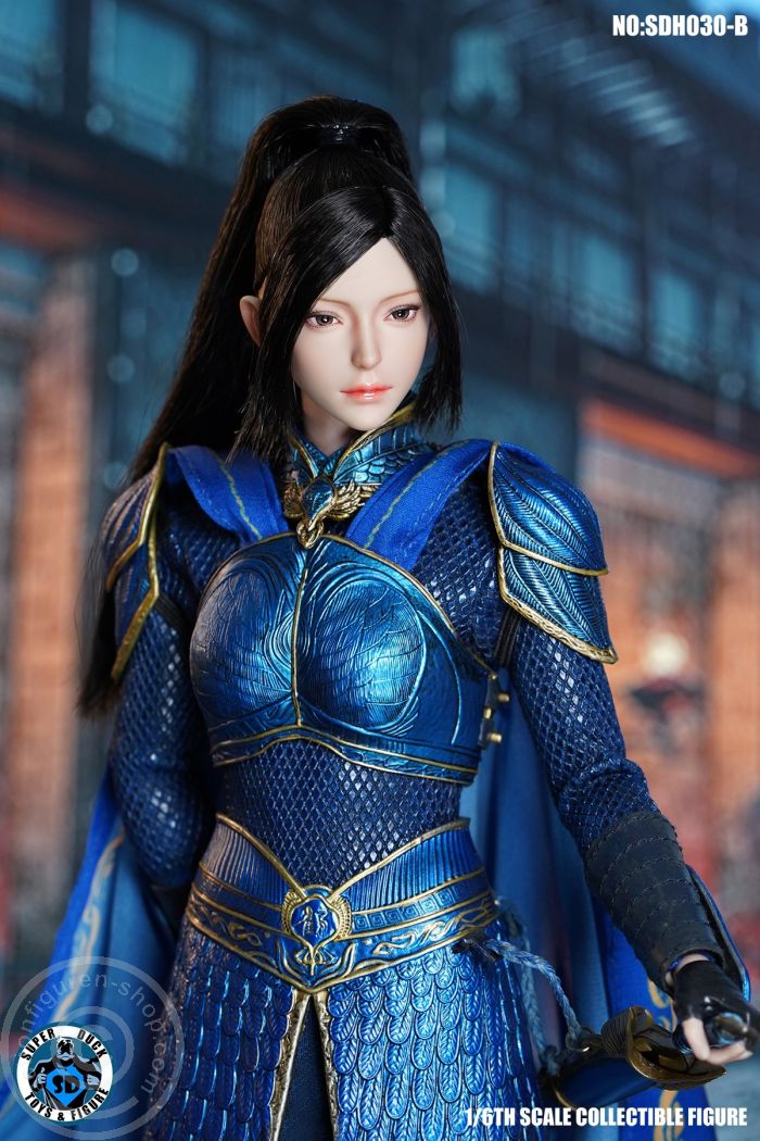 Female Head - long black, pinned up Hair