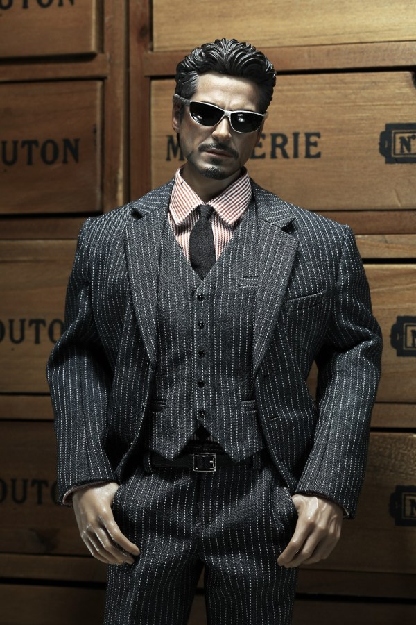 Mens striped Suit Set - light-grey