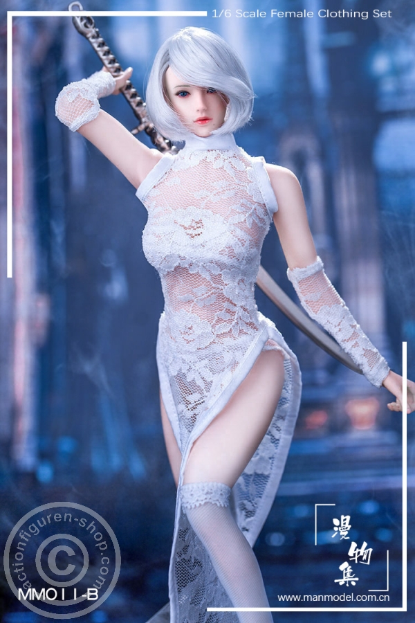 MISS Lace Cheongsam Set - weiß