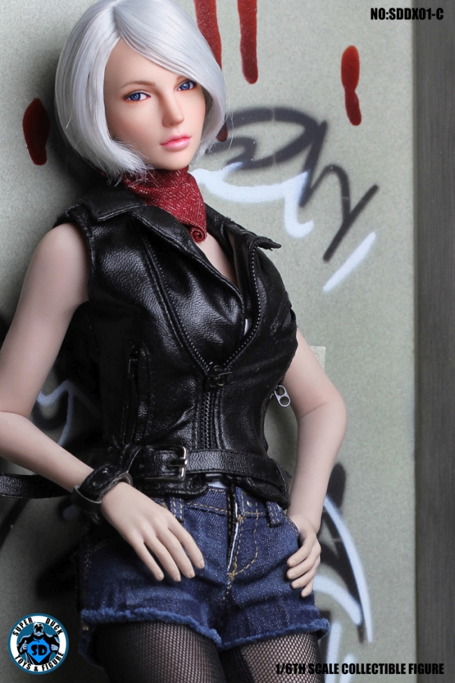 Kopf - bewegliche Augen - silber/blonde kurze Haare