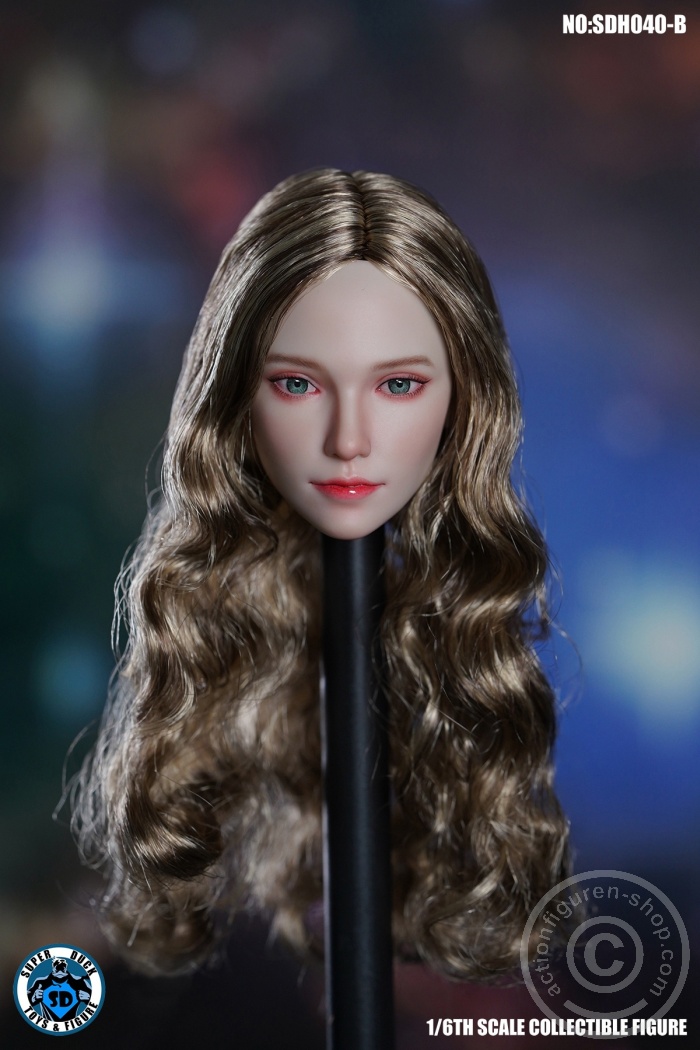 Female Head - long curly brown Hair