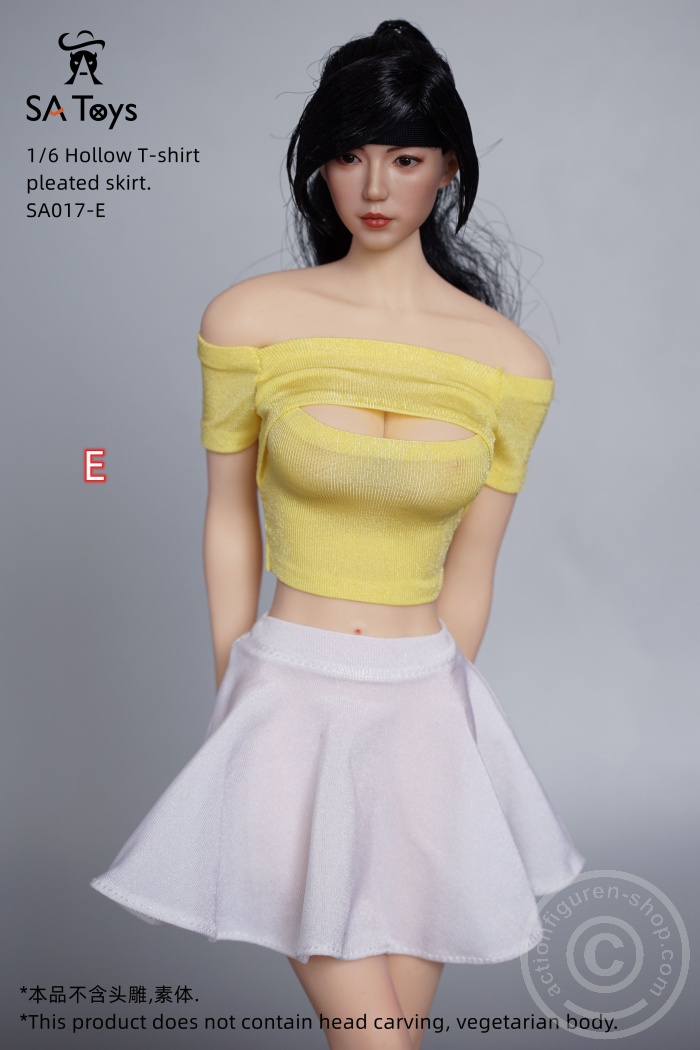 Strapless Hollow Top w/ Skirt - yellow/white