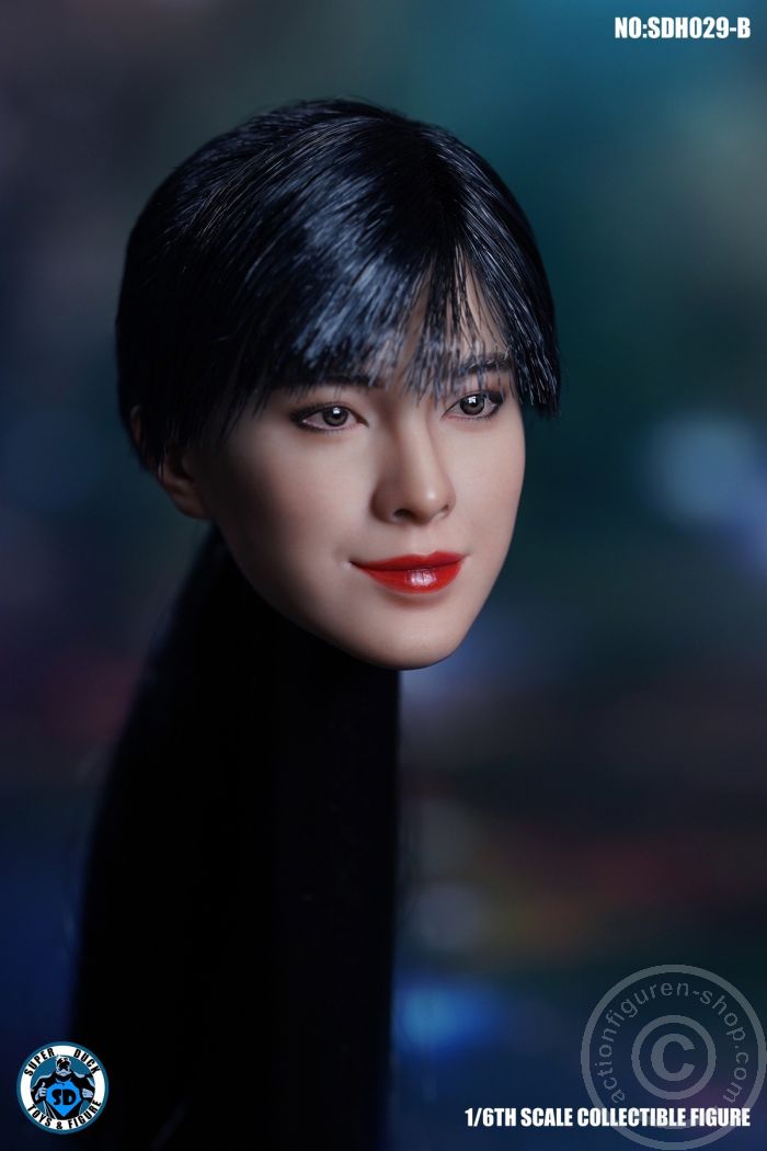 Female Head - long black Braid Hair