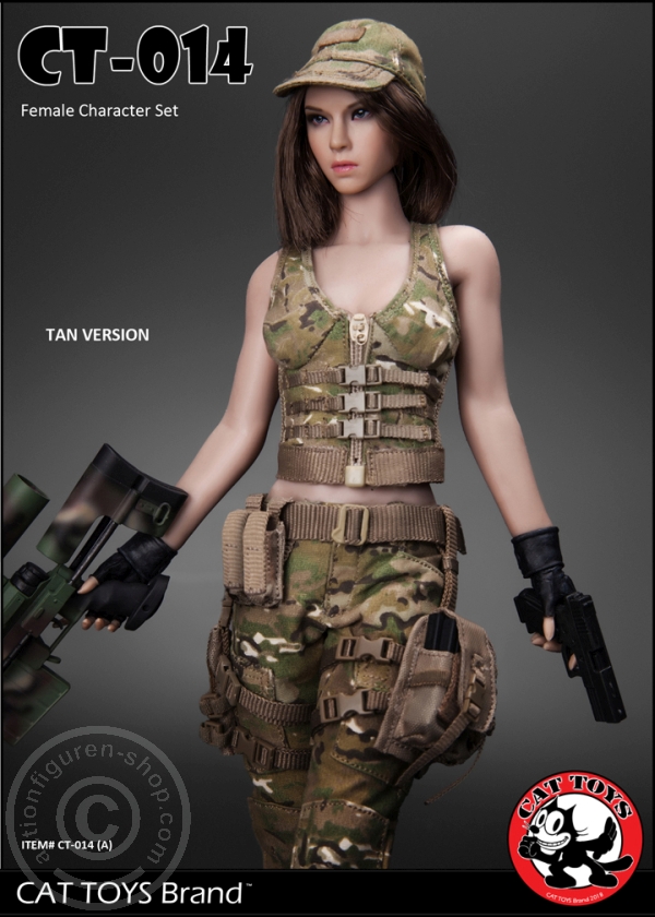 Female Military Character Set - Tan