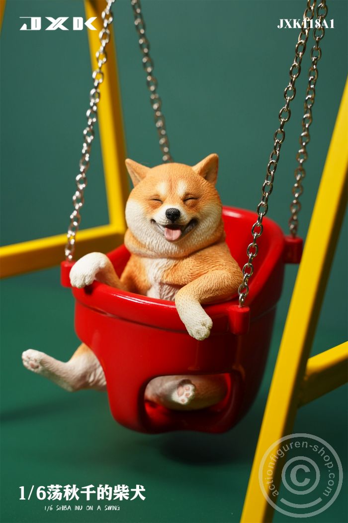 Shiba Inu On A Swing - light-brown