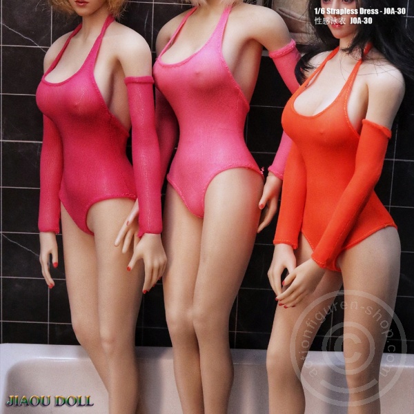 JOA-30-026xQhPYGawWpw3 Sexy One-Piece Swim Suit - pink w/ white stripes