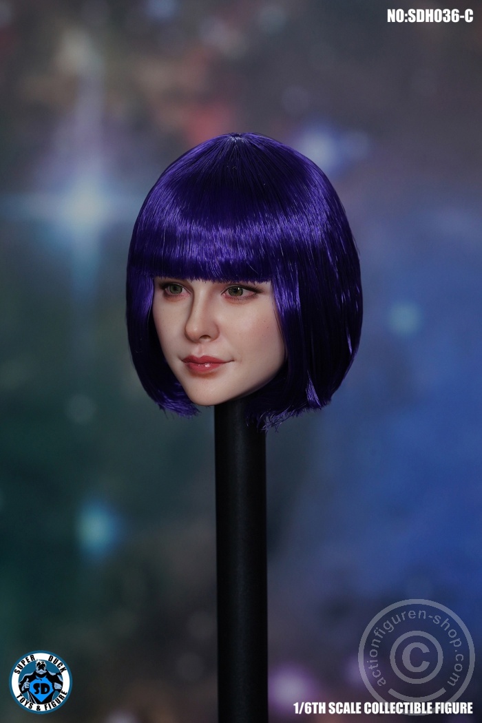 Female Head - Chloe - short purple Hair