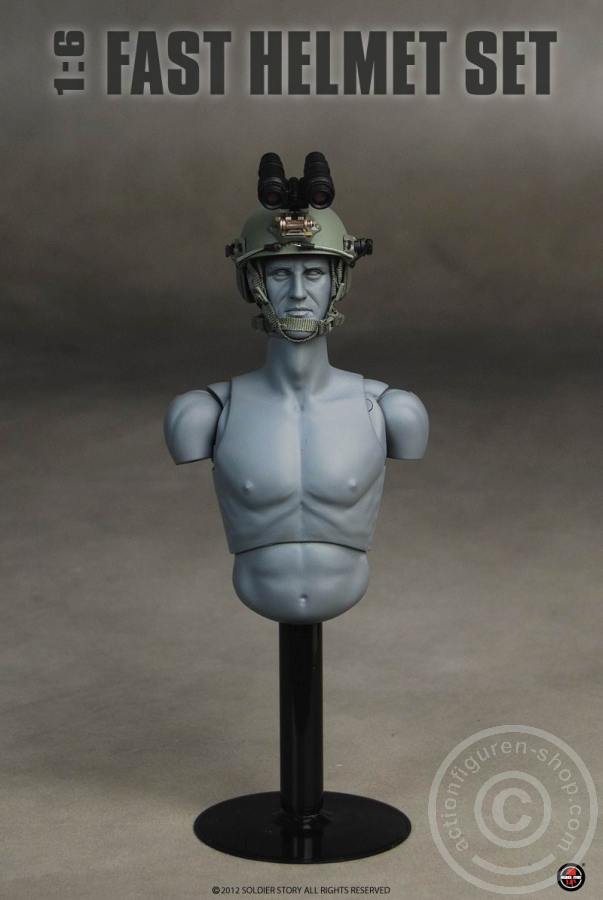 FAST Helmet, High Cut (XP) Helmet w/ Skeleton shroud - Foliage Green