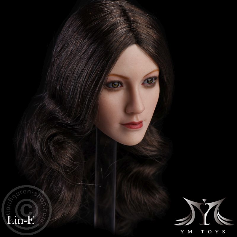 Asian Female Head - long dark-brown Hair