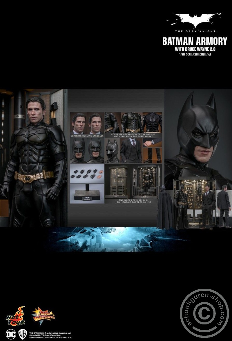 The Dark Knight - 1/6th scale Batman Armory with Bruce Wayne (2.0) Collectible Set - MMS750