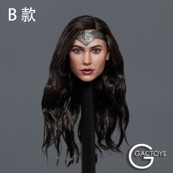 Female Head mid long black Hair w/ Crown