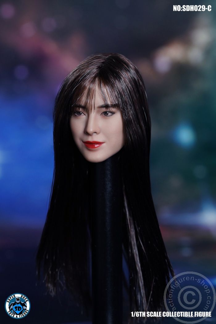 Female Head - long black-brown Hair