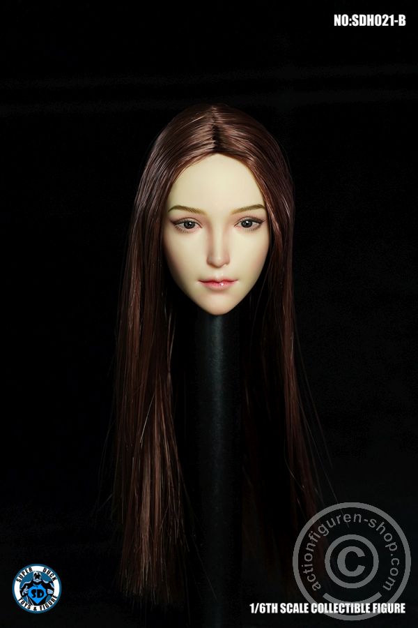 Female Head w/ detachable Elf-Ears - brown long Hair
