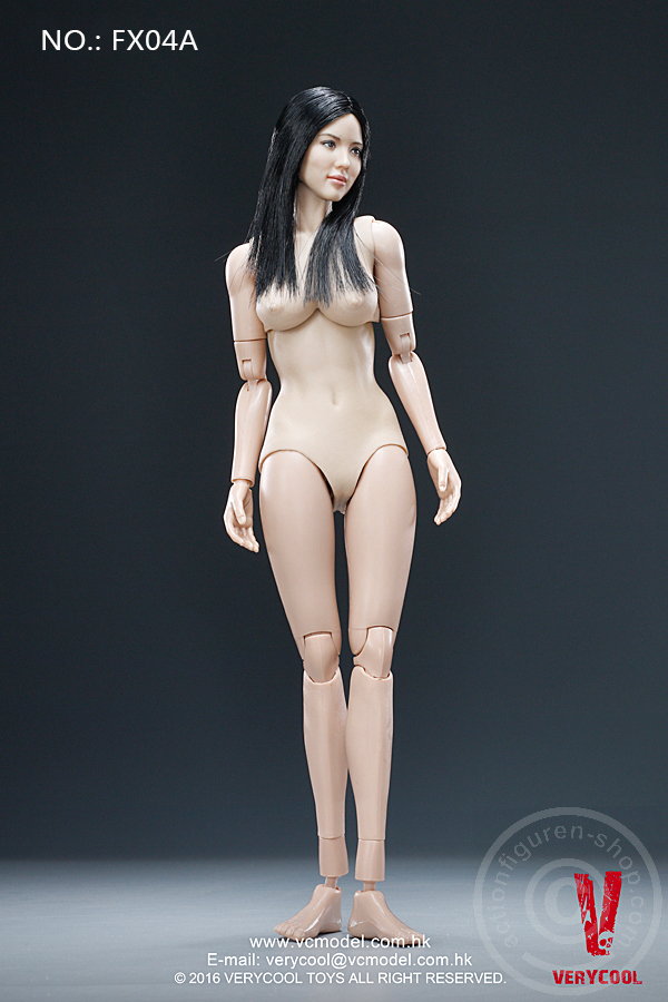 VCFX04A-02p6PJVXqRVJRjJ Female Body with Head - schwarze glatte Haare