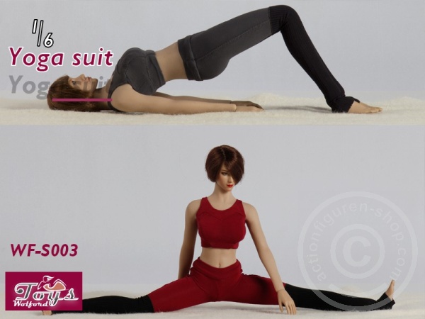 Contrast Yoga Suit Set - Deep Red