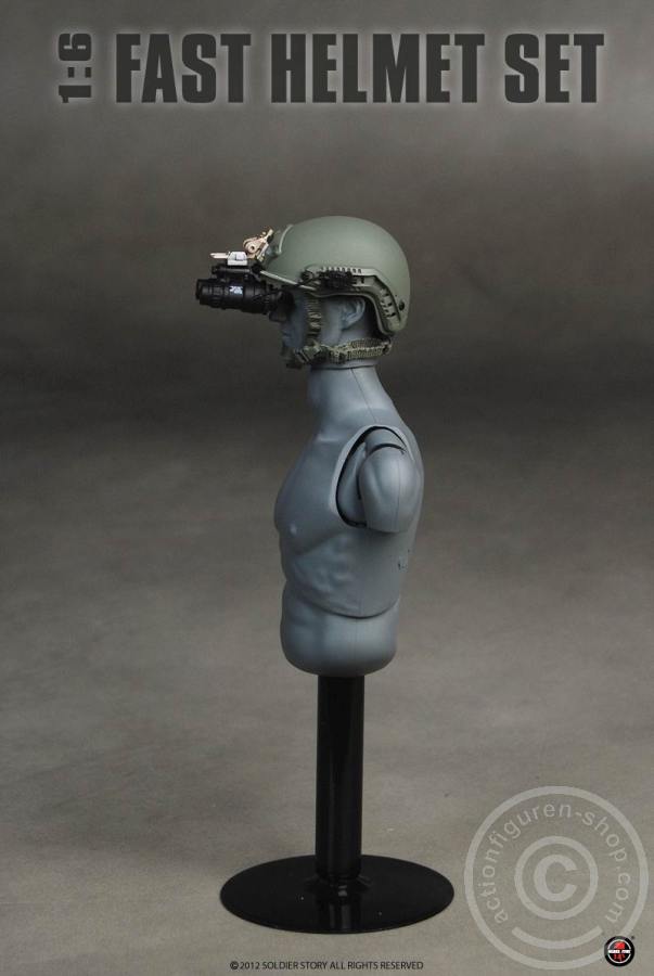 FAST Helmet, High Cut (XP) Helmet w/ Skeleton shroud - Foliage Green