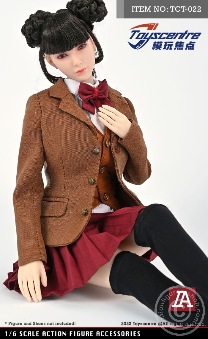 Female High School Uniform Set w/ red Skirt