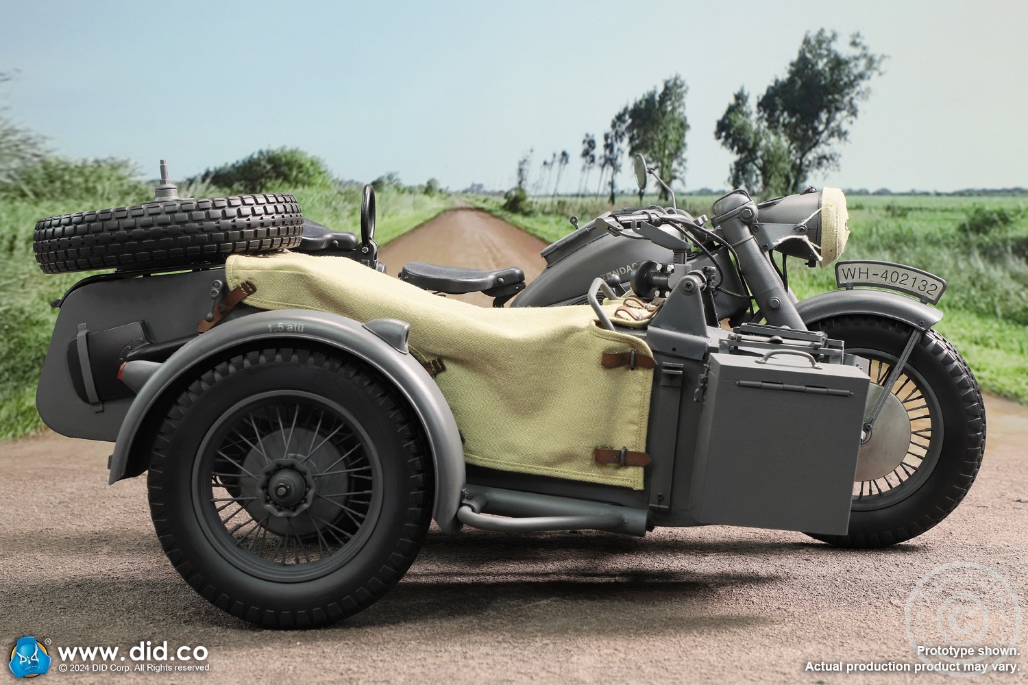 German Zündapp KS 750 Motorcycle with sidecar (Grey) - in 1/6 scale