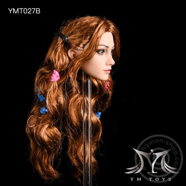 Kopf - brown long curly Hair w/ Braids