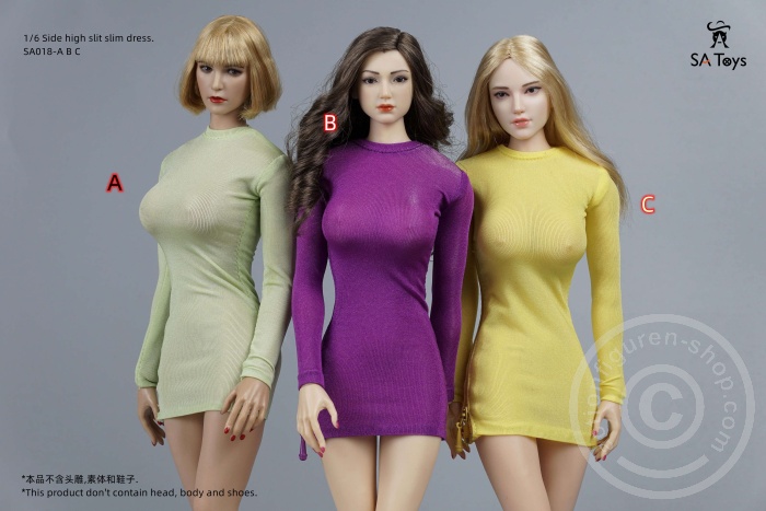 SATSA018-01 Side Zipper Tight Dress - light Cyan