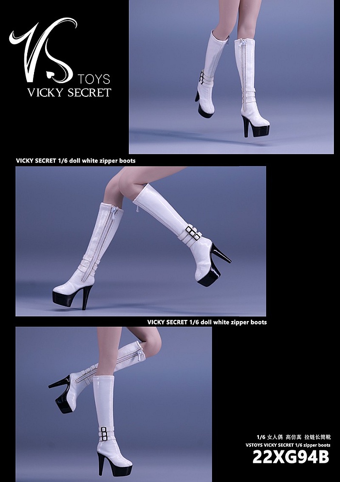 Female High Zipper Boots - white