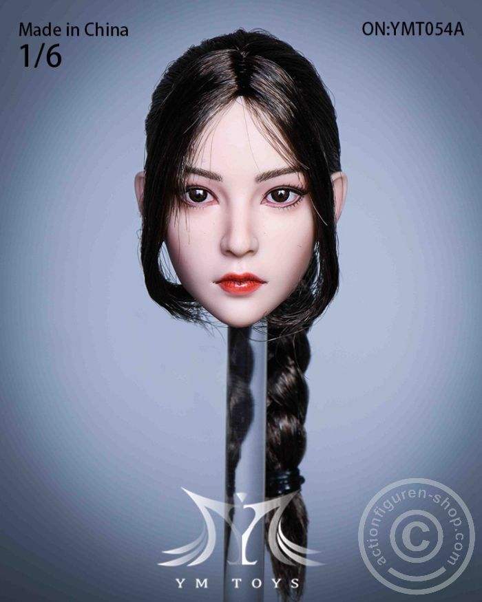 Female Head - Akiko - dark-brown Hair w/ braid