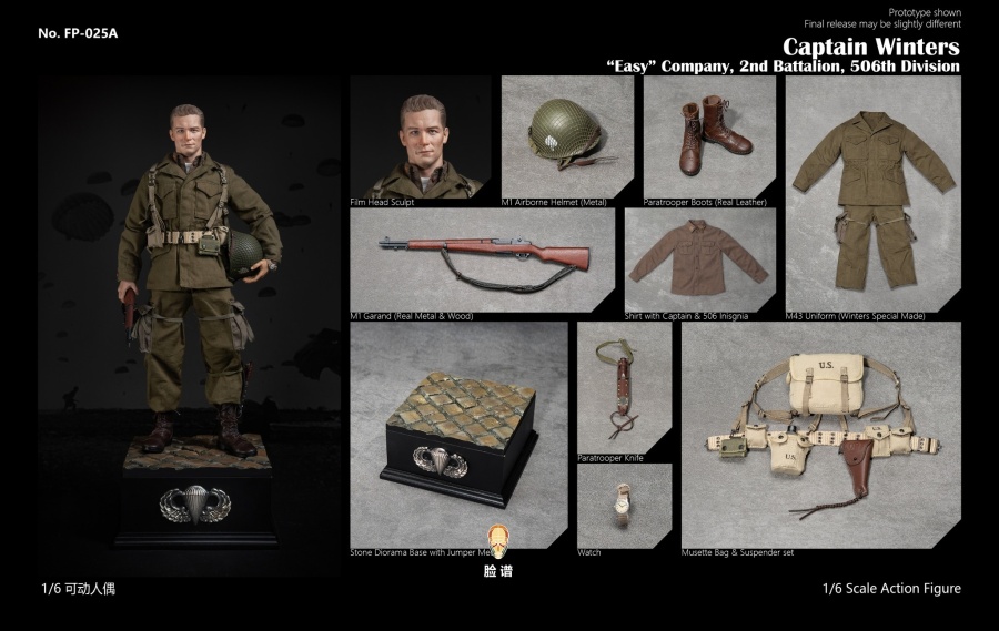 WWII US Airborne Division E Company Captain - Historical Version - in 1/6 scale